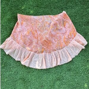 Light Pink Paisley Ruffle‎ Sarong Wrap Around Tie Skirt One Size Summer Cover Up